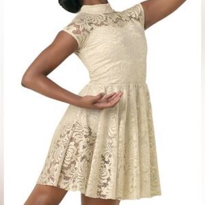 WEISSMAN Dance ballet lyrical white gold lace costume MY DESTINY 10124 SA adlt